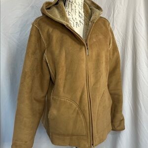 Vintage Suede look fur jacket with hood